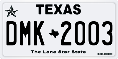 TX license plate DMK2003