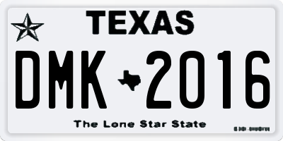 TX license plate DMK2016