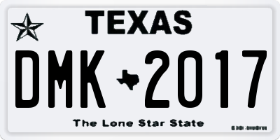 TX license plate DMK2017