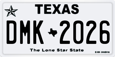 TX license plate DMK2026