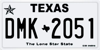 TX license plate DMK2051