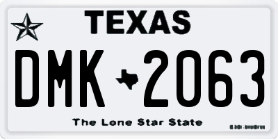 TX license plate DMK2063
