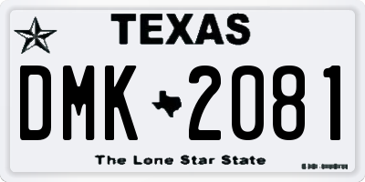 TX license plate DMK2081