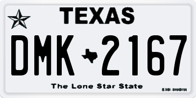 TX license plate DMK2167