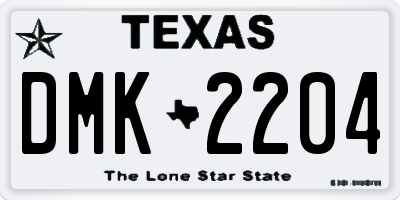 TX license plate DMK2204