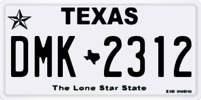 TX license plate DMK2312