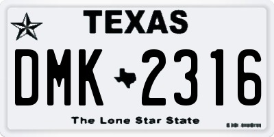 TX license plate DMK2316