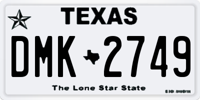 TX license plate DMK2749