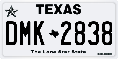 TX license plate DMK2838