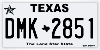 TX license plate DMK2851