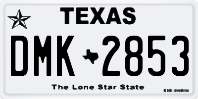TX license plate DMK2853