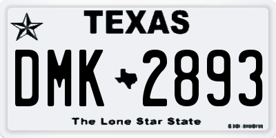 TX license plate DMK2893