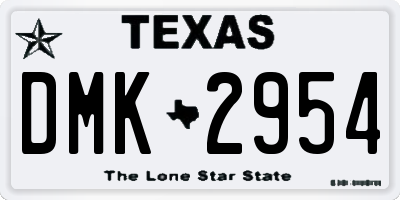TX license plate DMK2954