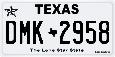 TX license plate DMK2958