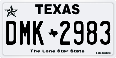 TX license plate DMK2983