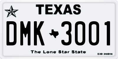 TX license plate DMK3001