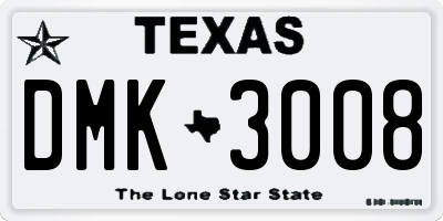 TX license plate DMK3008