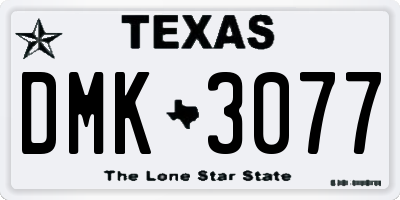TX license plate DMK3077