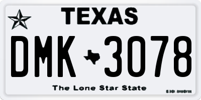 TX license plate DMK3078