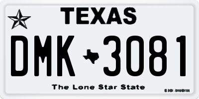 TX license plate DMK3081