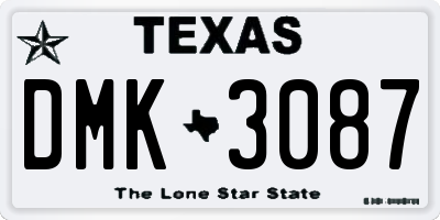 TX license plate DMK3087