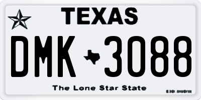 TX license plate DMK3088