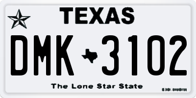 TX license plate DMK3102