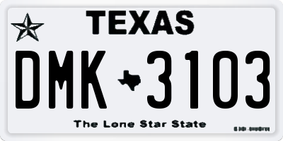 TX license plate DMK3103