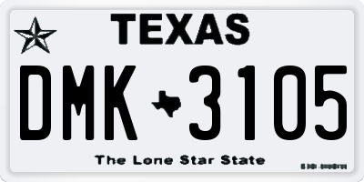 TX license plate DMK3105
