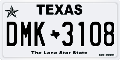 TX license plate DMK3108