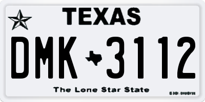 TX license plate DMK3112