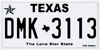 TX license plate DMK3113
