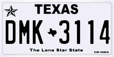 TX license plate DMK3114