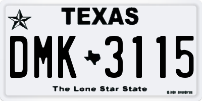 TX license plate DMK3115
