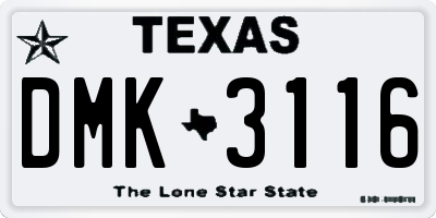 TX license plate DMK3116
