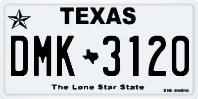 TX license plate DMK3120