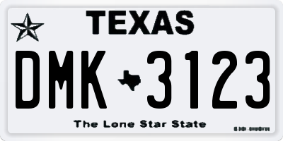 TX license plate DMK3123