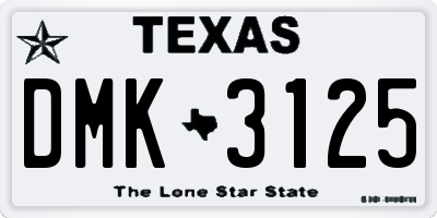 TX license plate DMK3125