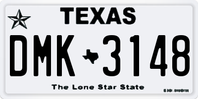 TX license plate DMK3148