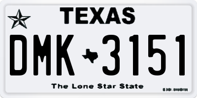 TX license plate DMK3151