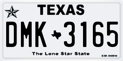 TX license plate DMK3165