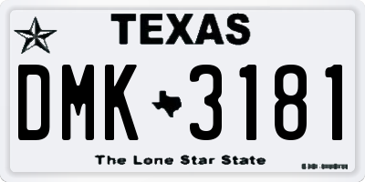 TX license plate DMK3181