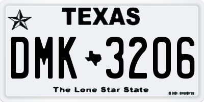 TX license plate DMK3206