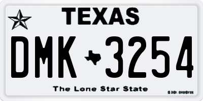 TX license plate DMK3254