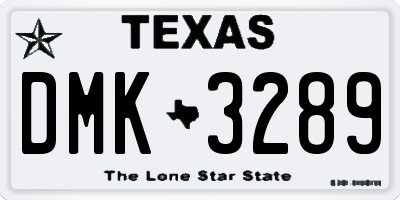 TX license plate DMK3289