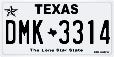 TX license plate DMK3314