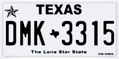 TX license plate DMK3315