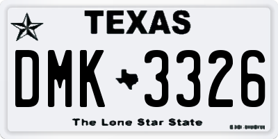 TX license plate DMK3326