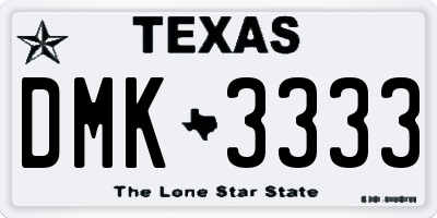 TX license plate DMK3333