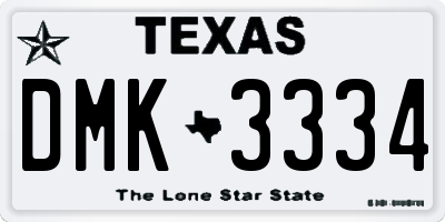 TX license plate DMK3334